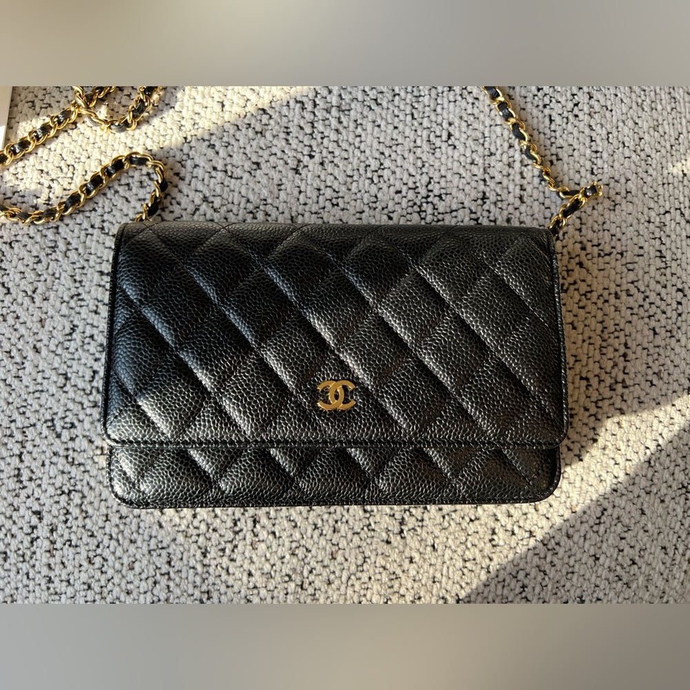 Chanel Classic Caviar Quilted Wallet on Chain WOC Black